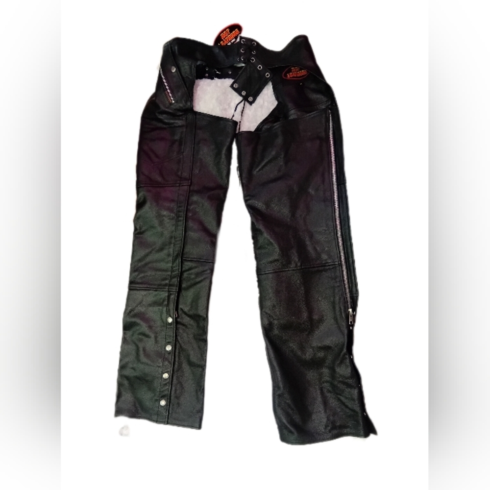 Black Leather Motorcycle Chaps